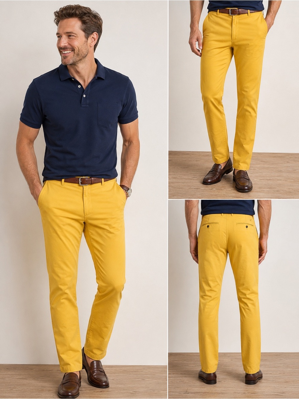 Charles Tyrwhitt Men's Yellow Slim Fit Soft Washed Chino Pants 38x30 NWT